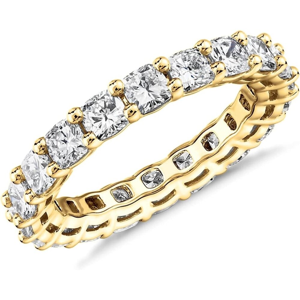 Women's 4K Yellow Gold Plated Rings Cubic Zirconia Love Ring 4mm